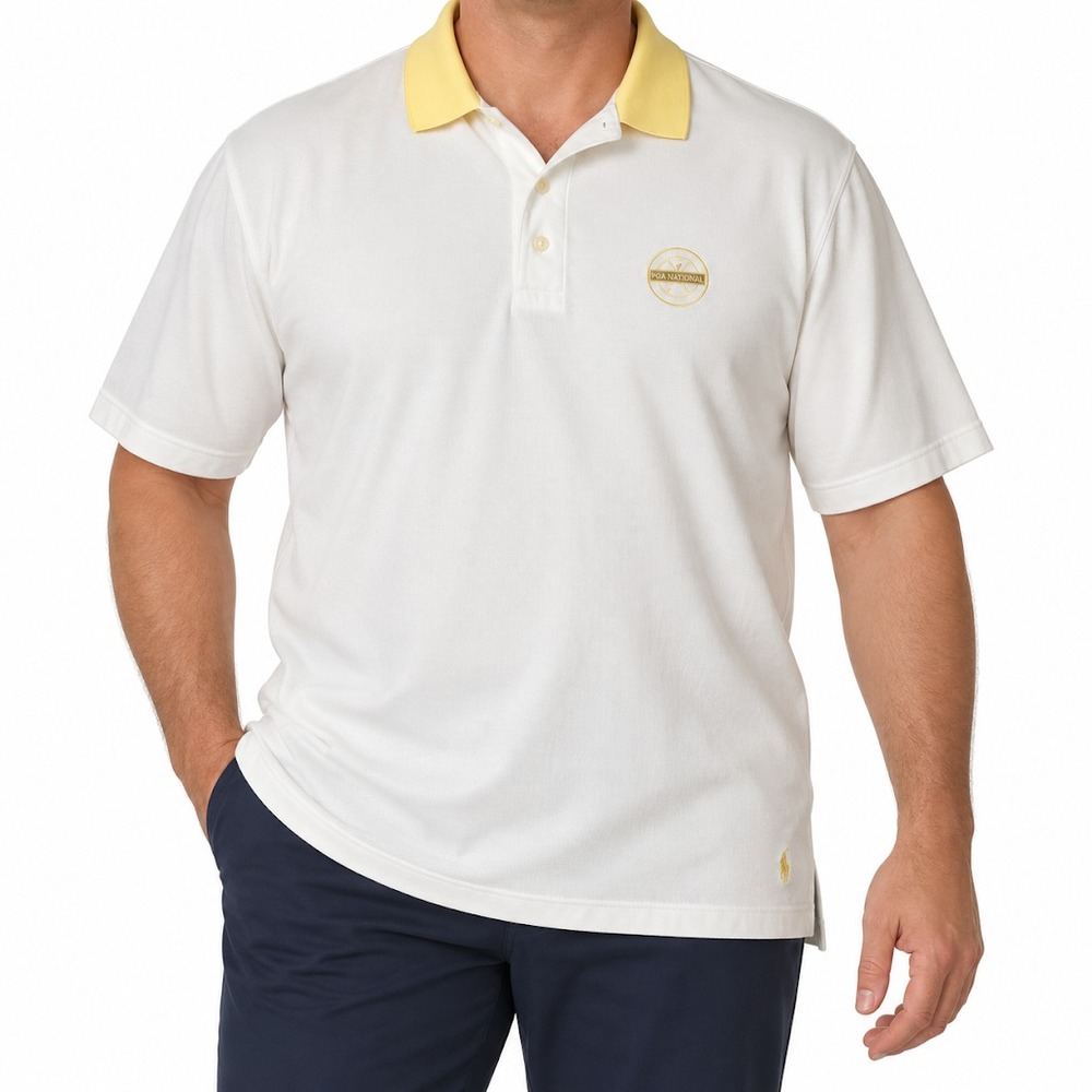 Polo Ralph Lauren Polo Shirt Men XL White Yellow PGA National 100% Cotton Casual